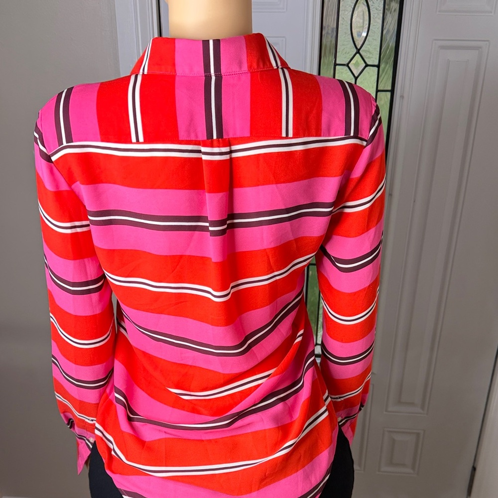 Banana Republic Red and Pink Striped Button Down Shirt - Picture 6 of 15